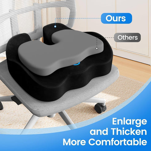 SofterCharm Tailbone/Sciatica Seat Cushion, Memory Foam Chair Cushions for Easing, Chair Pillow with Handles for Car