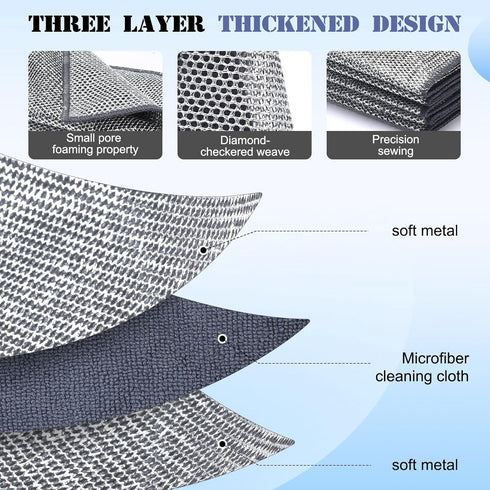 10 Pcs New Upgrade 3-Layer Non-Scratch Wire Dishcloth, Non-Scratch Dishwashing Rags for Kitchen Cleaning