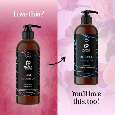 Calming Massage Oil for Home Spa, Full Body Massage Oil for Sore Muscles, Sweet Almond & Lavender Oil