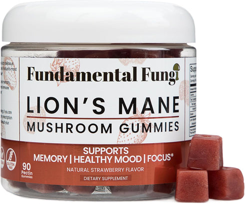 Organic Lion's Mane Mushroom Gummies | 90 Servings | Brain Health, Focus,