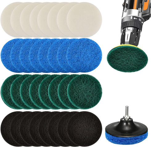 32pcs Electric Cleaning Brush Pad Set, Replacement Pads for Dremel Versa Cleaning Brush, 8 Foam and Microfibre