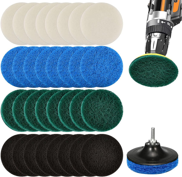 32pcs Electric Cleaning Brush Pad Set, Replacement Pads for Dremel Versa Cleaning Brush, 8 Foam and Microfibre
