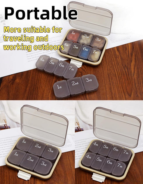 UIVXXUD 7 Set) Ultra-Portable Day Weekly Compact Travel Size Pill Organizer Box - Detachable Daily Compartments