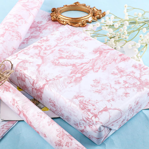 30 Sheets Pink Tissue Paper, 20x14 Inch Decorative Retro Print for Weddings, Birthday, Baby Shower Crafts