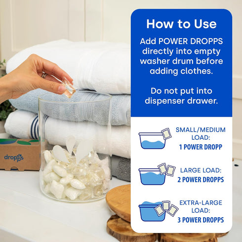 Dropps Activewear Biobased Power Laundry Detergent Pods, Crisp Breeze, 64 Tablets, HE Compatible Laundry Supplies