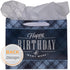 Christian Art Gifts Large Landscape Gift Bag Set with Card & Tissue Paper - Black & Navy Blue Plaid, Happy Birthday