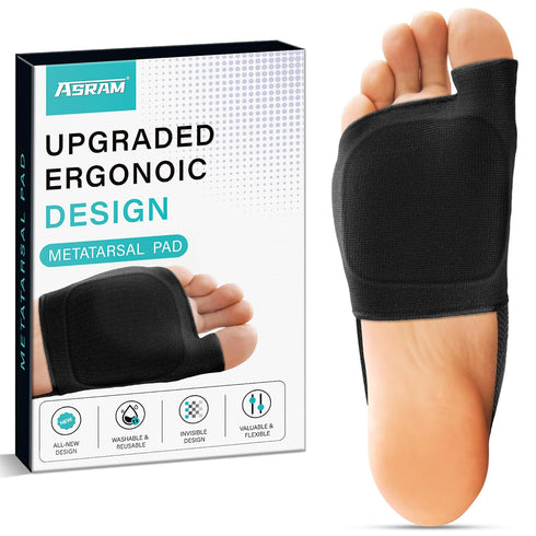 ASRAM Metatarsal Pads with Gel Pad, Forefoot Cushions, Soft Fabric Socks for Metatarsalgia, Bone Spur, Foot Pain Relief