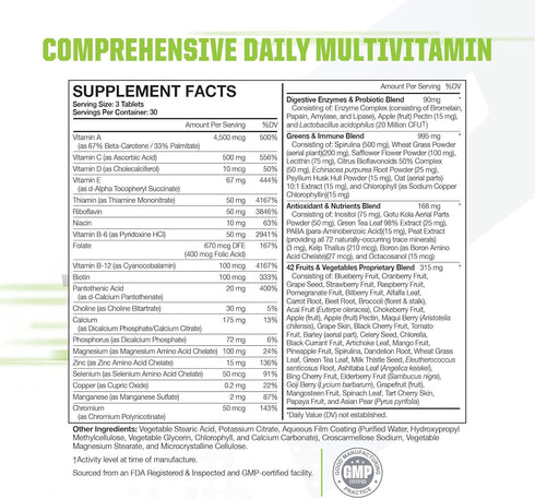 Muscle Pharm Essentials Multi-V+, The Athlete's Multi-Vitamin, Enhanced Energy, Performance & Immune Health, Daily Multivitamin for Men & Women with Minerals Plus Probiotics, 90 Tablets, 30 Servings