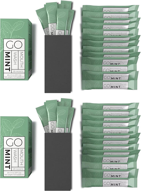 GO Travel Size Mouthwash Packets – TSA Compliant Mini Mouthwash for Fresh Breath, Liquid Mint Flavored, Bulk