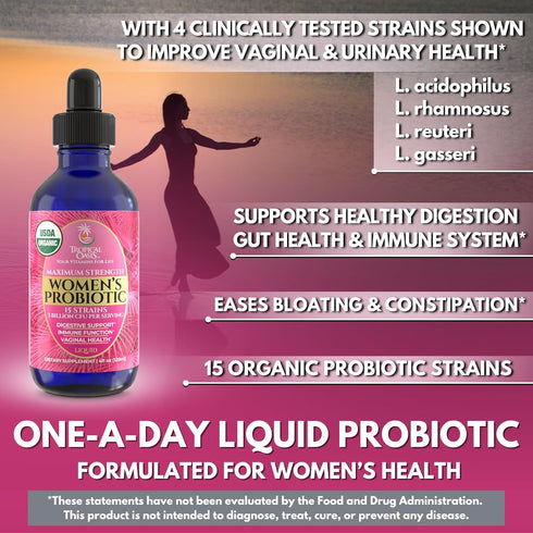 Immune 15 98% 40 USDA Organic Liquid Probiotic for Women | PH Balance, UT, & Feminine Health | Digestive Support, & Gut