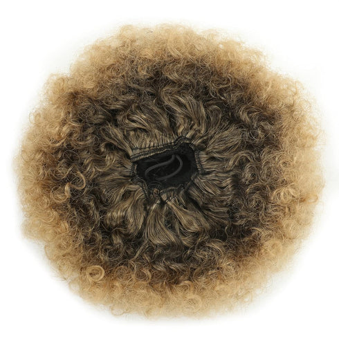 THEMIS HAIR Afro Puff Drawstring Ponytail for Black Women, Short Kinky Curly Hairpieces with Clips in Color T1B/27#