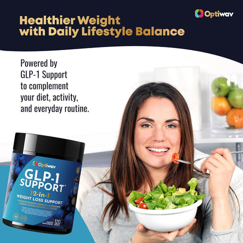 Optiwav GLP-1 GLP1 Support Probiotic Weight Loss Supplement - Women Men Support with Berberine - Natural Daily Oral