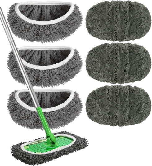 Reusable Microfiber Mop Pads Washable Wet Pads Compatible with Swiffer Sweeper Refills