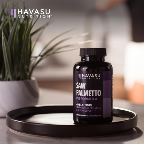 Night Time Saw Palmetto for Men - Supplement with Melatonin and Chamomile Extract for Sleep & Prostate Support