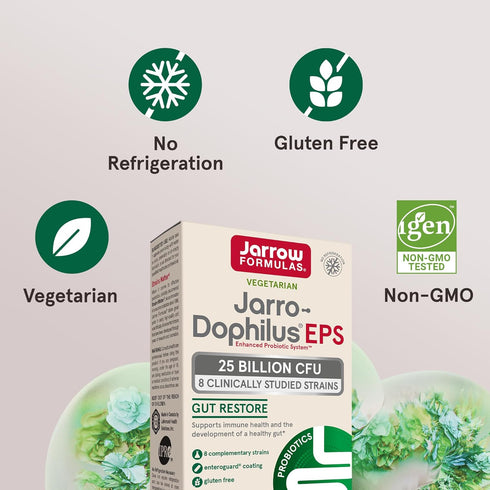 Jarrow Formulas Jarro-Dophilus EPS Probiotics, 25 Billion CFU, 30 Veggie Capsules for Gut Restore & Immune Support