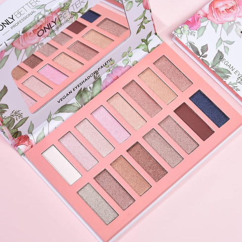 Vegan Nude Eyeshadow Palette, 16 Shades, High Pigmented Long Lasting Shimmer