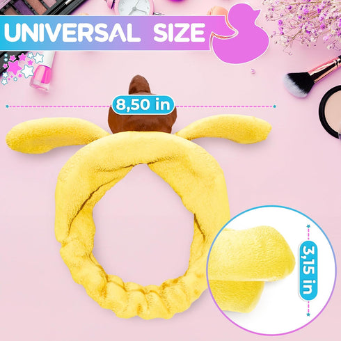 LIBERHAUS Microfiber Skincare Headband for Makeup, Yellow Elastic Spa Headband, Soft Plush for Washing Face, Women’s