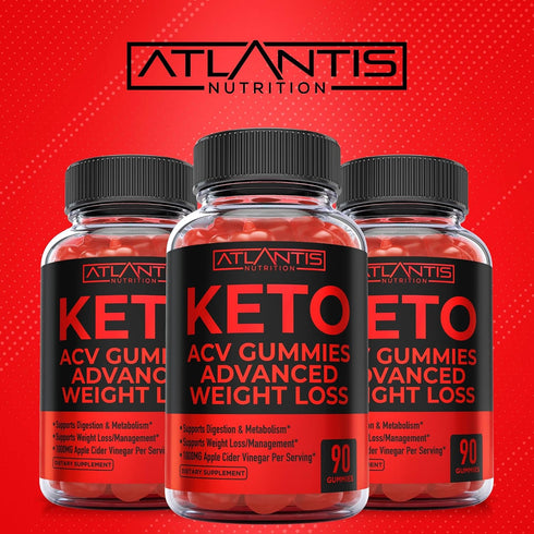 Gummies Gummies 1000MG 90 Count Atlantis Nutrition Keto ACV for Weight Loss - Supports Digestion, Weight Loss, Detox