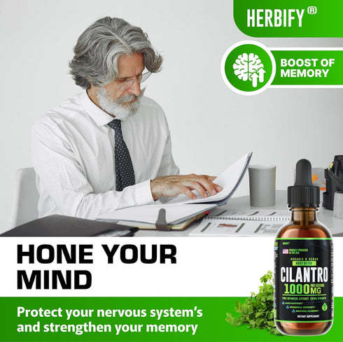 HERBIFY Cilantro Tincture, Herbal Supplement for Detox, Antioxidants, Heart and Body Cleanse, 4 Fl Oz