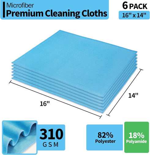 Microfiber Cloth, 6 Pack Window Cleaning Cloth, Glass Cleaner Cloth Cleaning Wipes, Reusable Lint Free Microfiber Towels for Glasses, Screens, Mirrors, Windshields & Stainless Steel by HOMERHYME