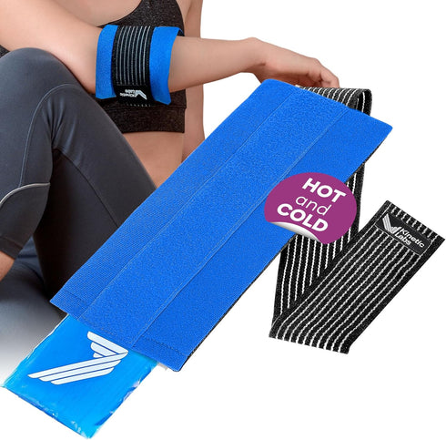 Ice Pack Wrap with Elastic Strap by Kinetic Labs - Reusable Hot Cold Gel Pack for Injuries, Neck, Ankle