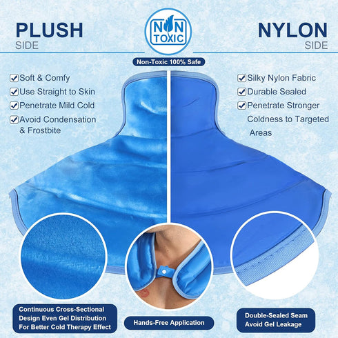 Atsuwell Ice Pack for Neck and Shoulders - Reusable Gel Cold Compress Therapy for Injuries