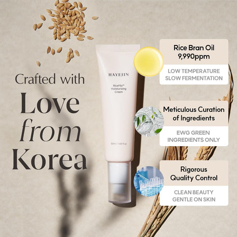 RiceFila Rice Moisturizer Face Cream - Day and Night Hydrating Face Cream, Natural Rice Vegan Moisturizer for Dry Skin