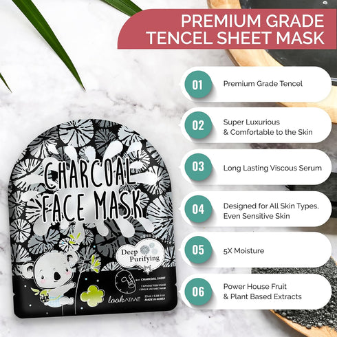 NATURAL Korean Sheet Mask (10 pcs set) made with Premium Tencel, Hydrating Face Masks for Women, Teen, Girls, Mens,