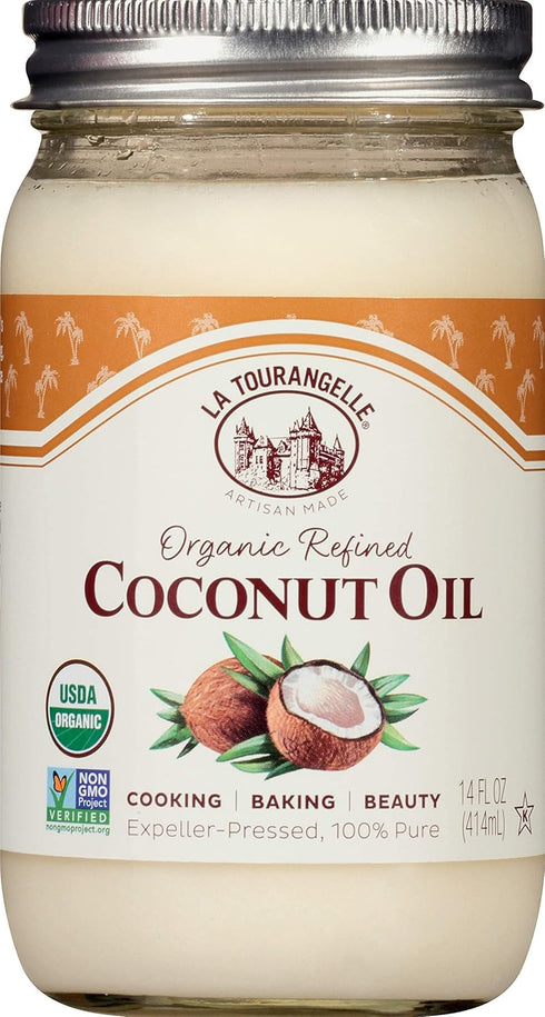 La Tourangelle Organic Refined Coconut Oil, Great for Cooking, Baking, Hair, Skin Care, 14 fl oz