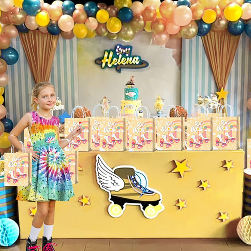 Tyndallrays 16 Pieces Retro Groovy Roller Skates Goodie Bags for Birthday Party Supplies