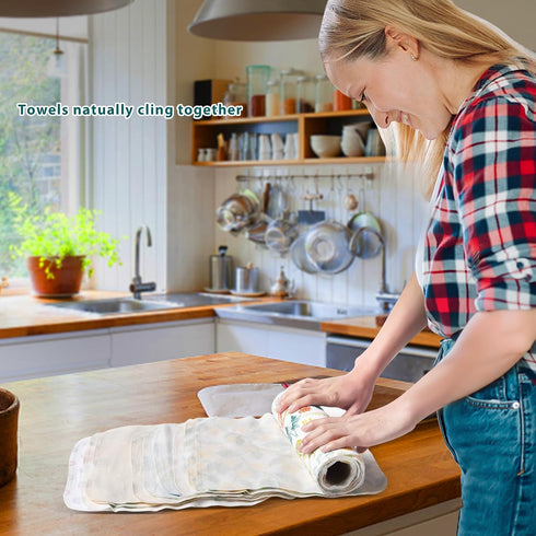 Pack 12 Reusable Paper Towels Washable, of Paperless Kitchen Towels Roll - Surprise Prints, Super Soft Eco-Friendly