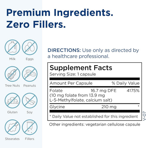 MethylPro 10mg L-Methylfolate - 30 Capsules, Professional Strength Supplement for Brain Support & Immune Health