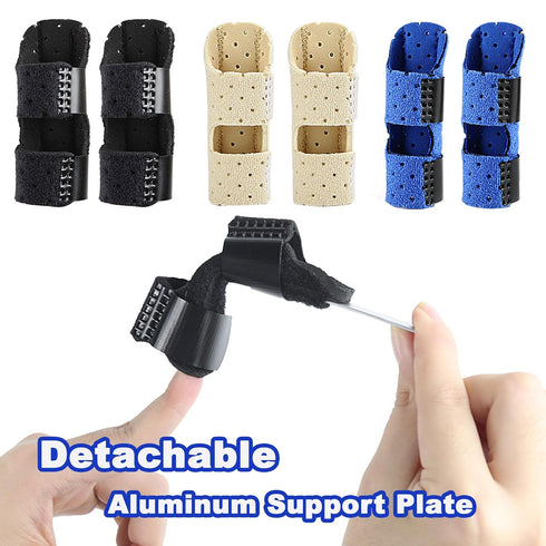 Finger Splints, 2-Pack Adjustable Support Brace for Arthritis and Injury, Universal Fit for Fingers (Blue)