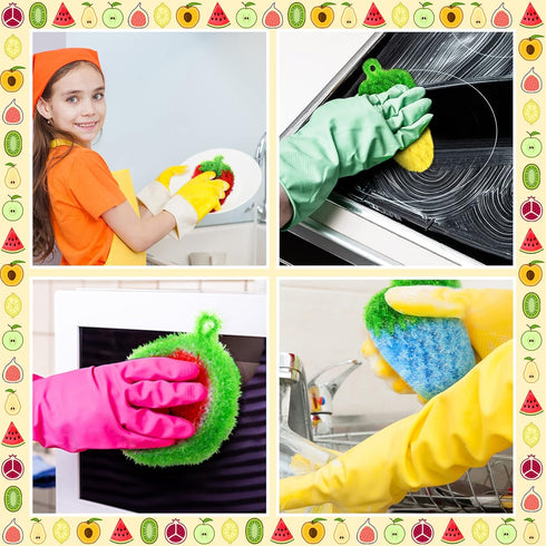 10 Pieces Fruit Dish Scrubber, Non Scratch Double Layered Kitchen Sponge, No Odor for Washing Dishes, Cookware, Tubs,