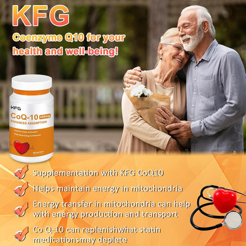 KFG CoQ10 400mg Softgels, Coenzyme Q10 Supplements for Heart Health, Immune System, Gluten Free