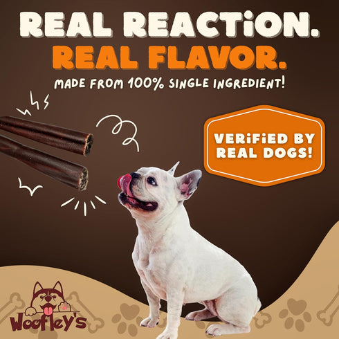 Woofley's 12 Inch (8 Count) Beef Collagen Sticks for Dogs Bully Stick Rawhide Alternative Dog Chews No Hide Bones