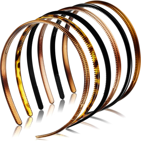 WILLBOND 6 Pieces Plastic Plain Headbands, Teeth Comb Headbands, Skinny DIY Hair Bands for Women