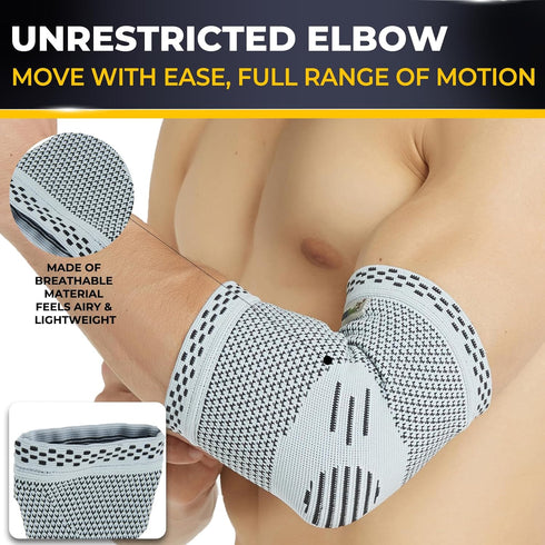 NeoTech Care Elbow Support Brace - Breathable - Men, Women, Right or Left (Gray, Size S, 1 Unit)