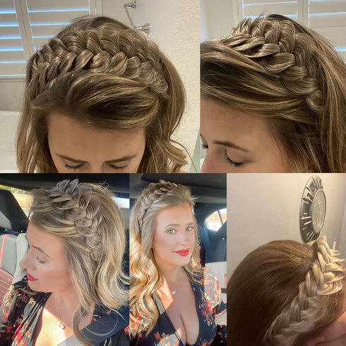 Wide Braided Headband Hoop Hair Accessories for Women and Girls, Elastic Non-slip Band (Silver Grey)