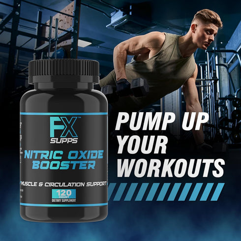FX Supps Nitric Oxide Booster - Bodybuilding Pre Workout Pills for Men and Women (120 Capsules)