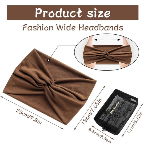 S&N Remille Wide Boho Headbands for Women, Extra Large Turban Hairband Accessories 3 Pack