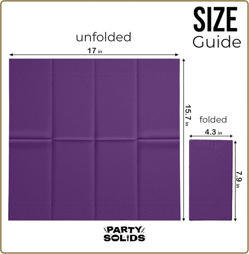 Party Solids 8" 4" 40 2 Purple Dinner Napkins Disposable x Folded - Pcs Ply Purple Napkins Disposable Paper Guest