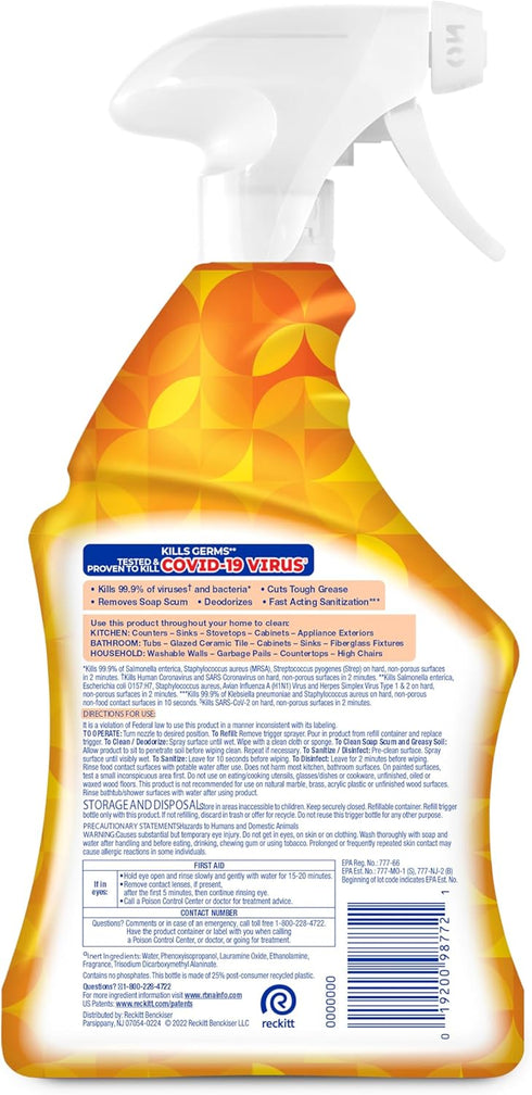Lysol (pack 2) (pack 1) All Purpose Cleaner Spray, Multi-Purpose Disinfecting Spray, Kitchen & Bathroom Cleaner, Lemon