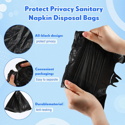 Lerheedi 2000 10.2 7.1inch, Pcs Sanitary Napkin Disposal Bags with Handles, Sanitary Disposal Bag x Black Trash Bags