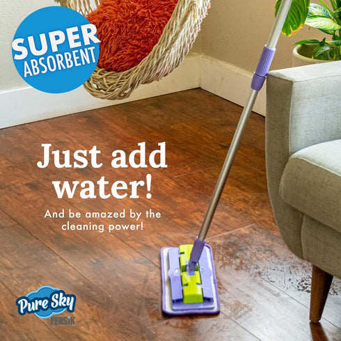 Pure-Sky Microfiber Mop Head Replacement, Deep Clean Mop Pad Refill for House Floors, No Detergents Needed