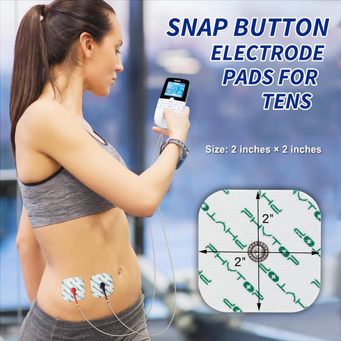 PHYTOP TENS Replacement Pads - 20pcs Universal 3.5mm Snap Electrodes Size 2x2