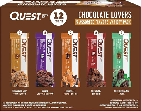 Quest Nutrition Chocolate Lovers Variety Pack, High Protein, Low Carb, Gluten Free,