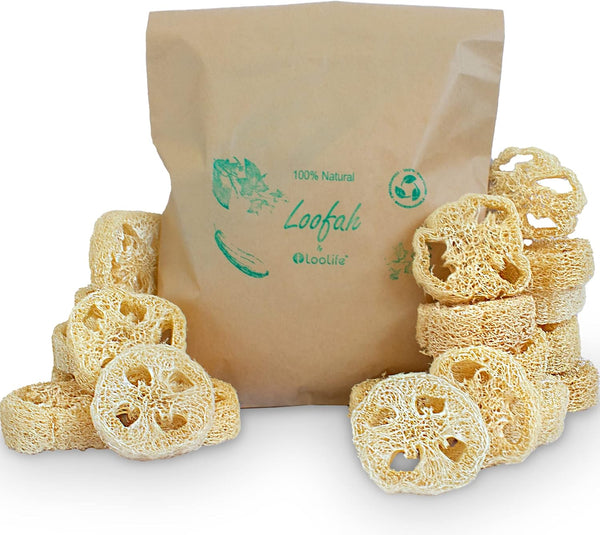 Natural Loofah Slices for Soap Making, 20 Pack, Organic Loufa Cuts, Bulk Luffa Supplies
