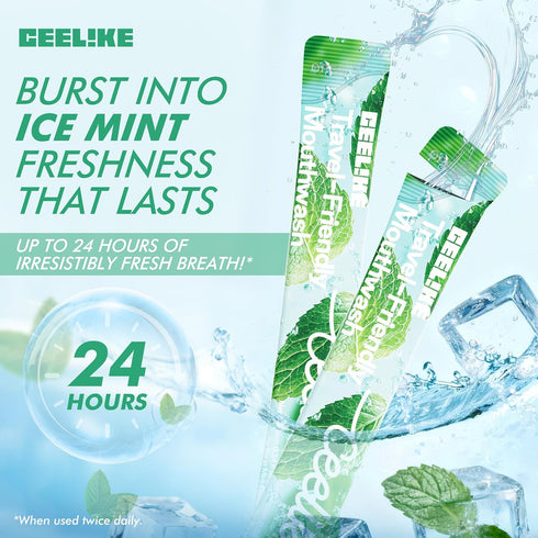 Packs Portable Mouthwash - ICY Burst Mint mouthwash Strips, Convenient Travel Size, Alcohol-Free, Keep Fresh Anytime