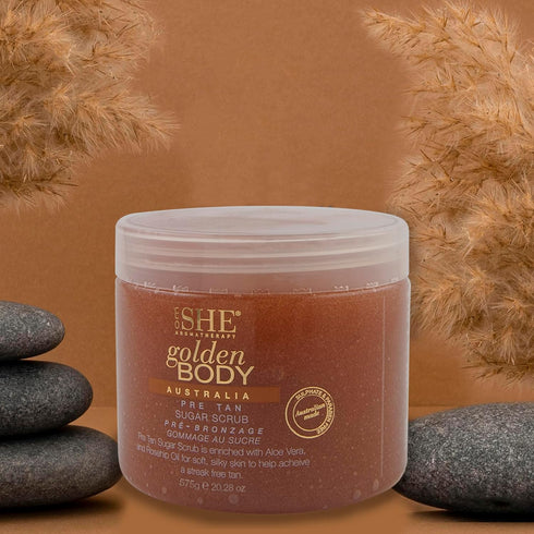 Om SHE Aromatherapy Golden Body Pre Tan Sugar Scrub